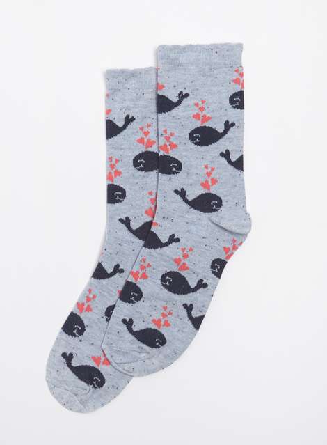 Blue Neppy Whale Ankle Sock